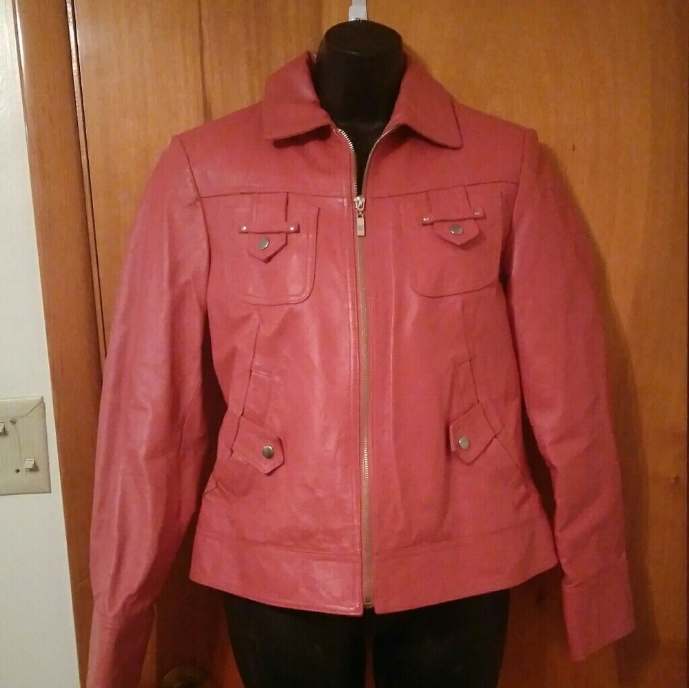 Pink leather coat